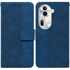 Per OPPO Reno11 Pro 5G Custodia per telefono in pelle goffrata geometrica globale (blu)