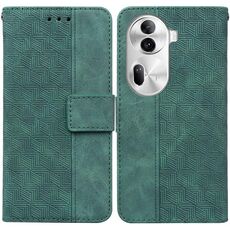 Per OPPO Reno11 Pro 5G Custodia per telefono in pelle goffrata geometrica globale (verde)