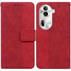 Per OPPO Reno11 Pro 5G Custodia per telefono in pelle goffrata geometrica globale (rossa)
