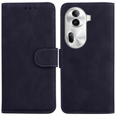 Per OPPO Reno11 Pro 5G Global Skin Feel Custodia in pelle flip in puro colore (Nero)