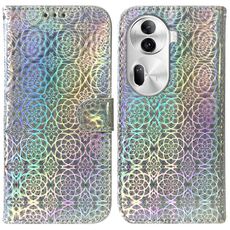 Per OPPO Reno11 Pro 5G Custodia per telefono in pelle con fibbia magnetica colorata globale (Argento)
