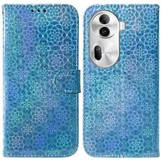 Per OPPO Reno11 Pro 5G Custodia per telefono in pelle con fibbia magnetica colorata globale (blu)