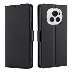 Per Honor Magic6 Pro Custodia per telefono in pelle con vibrazione orizzontale ultrasottile con fibbia laterale a tensione (nera)