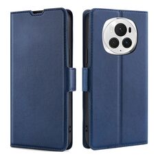 Per Honor Magic6 Pro Custodia per telefono in pelle con vibrazione orizzontale ultrasottile con fibbia laterale a tensione (blu)