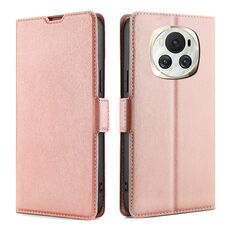 Per Honor Magic6 Custodia per telefono in pelle con vibrazione orizzontale ultrasottile con fibbia laterale a tensione (oro rosa)
