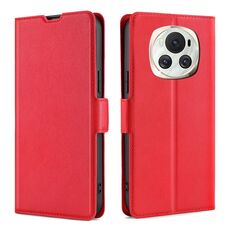 Custodia per cellulare in pelle con vibrazione orizzontale ultrasottile con tensione laterale per Honor Magic6 (rossa)