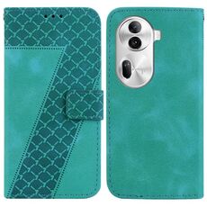 Per OPPO Reno 11 Pro 5G Custodia per telefono in pelle goffrata globale a forma di 7 (verde)
