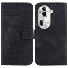 Per OPPO Reno 11 Pro 5G Custodia per telefono in pelle goffrata globale a forma di 7 (nera)