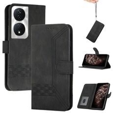 Custodia per telefono in pelle Flip Cubic Skin Feel per Honor X7b (nera)