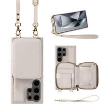 Per Samsung Galaxy S24 Ultra 5G Portafoglio multifunzione con cerniera Custodia in pelle per telefono RFID (bianco)
