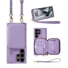 Per Samsung Galaxy S24 Ultra 5G Portafoglio multifunzione con cerniera Custodia in pelle per telefono RFID (viola)