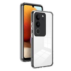 Per vivo V29 5G 3 in 1 custodia per telefono con cornice PC trasparente in TPU a colori (nera)