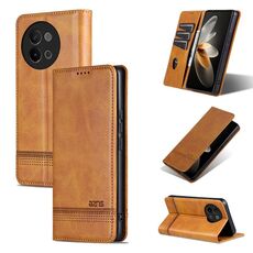 Custodia per telefono in pelle magnetica con texture di vitello AZNS per vivo S18e (marrone chiaro)