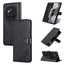 Per Honor Magic6 Pro AZNS Custodia per cellulare in pelle con texture in pelle di pecora (nera)