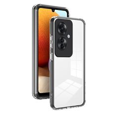 Per OPPO Reno11 F 3 in 1 Custodia per telefono con cornice per PC trasparente in TPU a colori (nera)