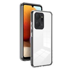 Per Honor X7a 3 in 1 Custodia per telefono con cornice per PC trasparente in TPU a colori (nera)