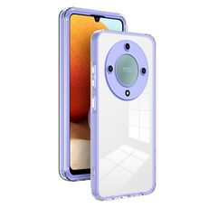 Per Honor X9a Custodia per telefono con cornice per PC trasparente in TPU 3 in 1 (viola)