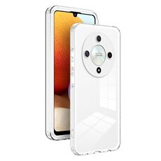 Per Honor X9b Custodia per telefono con cornice per PC trasparente 3 in 1 in TPU a colori (bianca)