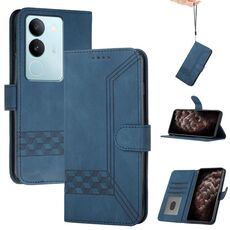 Per vivo V29 5G Global/V29 Pro Cubic Skin Feel Custodia in pelle con vibrazione (blu)