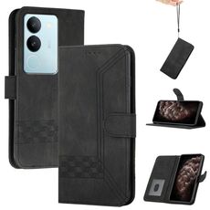 Per vivo V29 5G Global/V29 Pro Cubic Skin Feel Custodia in pelle con vibrazione (Nero)