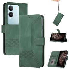 Custodia per telefono in pelle con vibrazione cubica Skin Feel per vivo V29 5G Global/V29 Pro (verde)