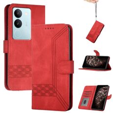 Per vivo V29 5G Global/V29 Pro Cubic Skin Feel Custodia in pelle con vibrazione (Rosso)