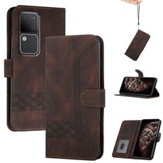 Per vivo V30 5G Global/V30 Pro 5G Global Cubic Skin Feel Custodia in pelle con vibrazione (marrone)