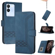Per vivo V29e 5G Global/Y200 5G Global Cubic Skin Feel Custodia in pelle con vibrazione (Blu)