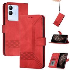 Per vivo V29e 5G Global/Y200 5G Global Cubic Skin Feel Custodia in pelle con vibrazione (Rosso)