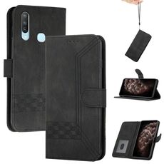 Per vivo Y17/Y15/Y12/Y11 Cubic Skin Feel Custodia in pelle con vibrazione (Nera)