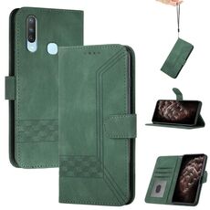 Per vivo Y17/Y15/Y12/Y11 Cubic Skin Feel Custodia in pelle con vibrazione (verde)