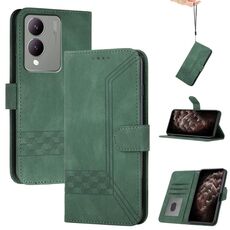Custodia per cellulare in pelle con vibrazione cubica India per vivo Y17s 4G Global/Y28 5G (verde)