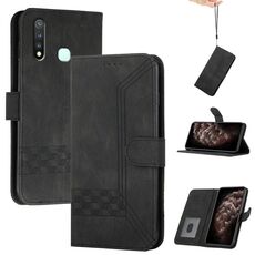 Per vivo Y19/U3/Y5s/Z5i/U20 Cubic Skin Feel Custodia in pelle con vibrazione (Nero)
