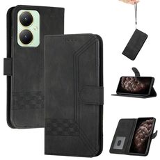 Per vivo Y27 4G Global Cubic Skin Feel Custodia in pelle flip per telefono (nera)