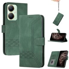 Per vivo Y27 4G Global Cubic Skin Feel Custodia in pelle flip per telefono (verde)