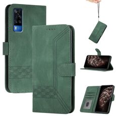 Custodia per cellulare in pelle con vibrazione cubica India per vivo Y51 2020 India/Y31 4G India (verde)