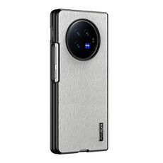 Per vivo X Fold3 Custodia per telefono antiurto in pelle corteccia di albero (grigia)