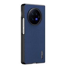 Per vivo X Fold3 Custodia per telefono antiurto in pelle corteccia di albero (blu)