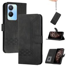 Per vivo Y02s 4G Global Cubic Skin Feel Custodia in pelle flip per telefono (nera)