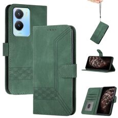 Per vivo Y02s 4G Global Cubic Skin Feel Custodia in pelle flip per telefono (verde)