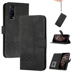Custodia per cellulare in pelle cubica con sensazione di pelle cubica per vivo Y72 5G/iQOO Z3/Y52 5G (nera)