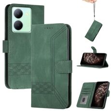 Per vivo Y36 5G Global/Y36 4G Global Cubic Skin Feel Custodia in pelle con vibrazione (verde)