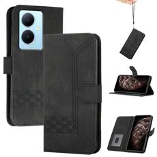 Per vivo Y78+ 5G Global/Y78 5G Global Cubic Skin Feel Custodia in pelle con vibrazione (Nero)