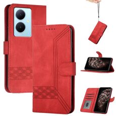 Per vivo Y78+ 5G Global/Y78 5G Global Cubic Skin Feel Custodia in pelle con vibrazione (Rosso)