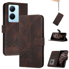 Custodia per telefono in pelle Flip Cubic Skin Feel per vivo V29 Lite (marrone)