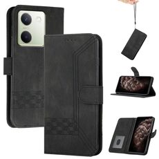 Per vivo Y100 5G Global Cubic Skin Feel Custodia in pelle flip per telefono (nera)