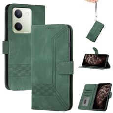Custodia per telefono in pelle Flip Global Cubic Skin Feel per vivo Y100 5G (verde)