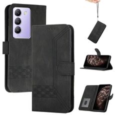 Custodia per telefono in pelle con vibrazione cubica IDN per vivo V30 Lite 5G India/T3 5G IDN (nero)