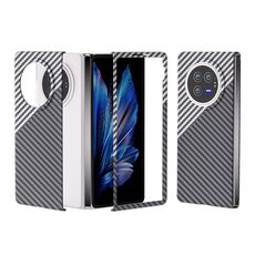Per vivo X Fold3 Custodia protettiva per telefono con texture in fibra di carbonio con decalcomania all-inclusive (grigio bianco)