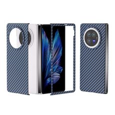 Per vivo X Fold3 Custodia protettiva per telefono con decalcomania all-inclusive in fibra di carbonio (blu)
